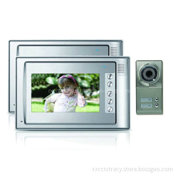 7 Inch Digital HD Color Video Intercom System for 2 Families with 600tvl Outdoor IR Camera (RX-701C4-2)